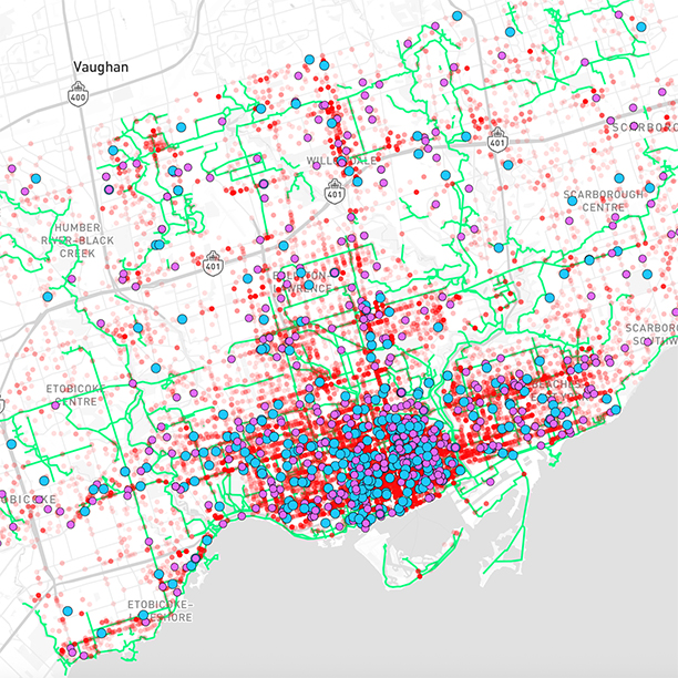 Diving deeper into mapbox and styling new datasets- bicycle thefts in Toronto VS bicycle routes and collection stations