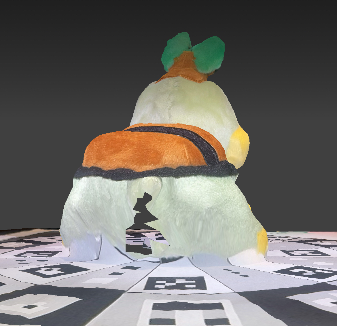 Eventually after lots of trial and error, more light was needed to make him show up better in the scan both underneath and his posterior.