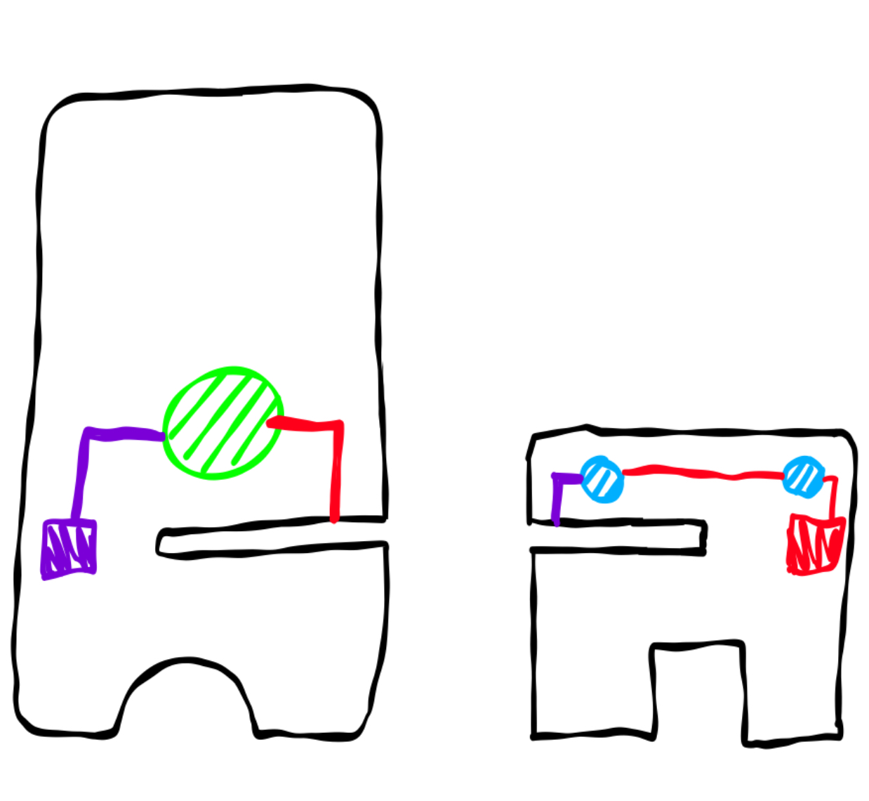 A phone stand that lights up when the two sliding pieces are together, and a phone is placed on top.